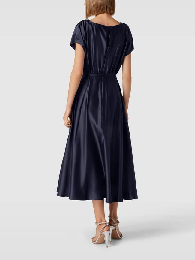Swing Cocktailkleid Mit Taillenband - Marineblau – Bild 5