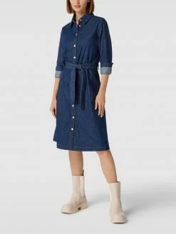 S.Oliver RED LABEL Midikleid In Jeans-Optik Mit Taillenband - Blau