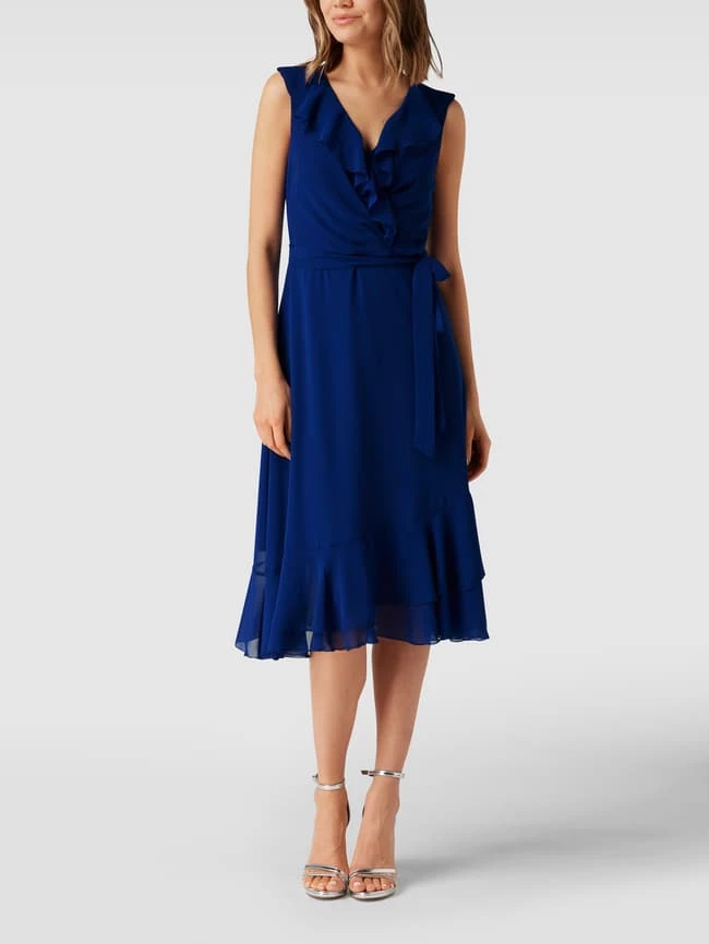 Paradi Cocktailkleid Mit Volants - Royalblau