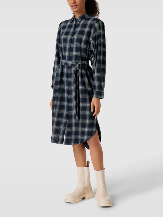 Esprit Hemdblusenkleid Mit Karomuster - Marineblau