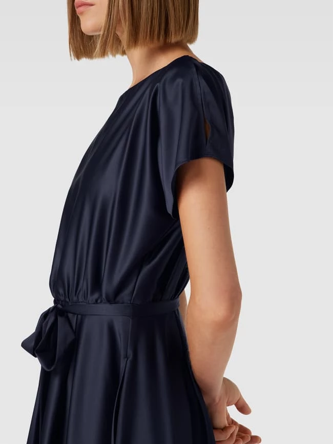 Swing Cocktailkleid Mit Taillenband - Marineblau – Bild 3