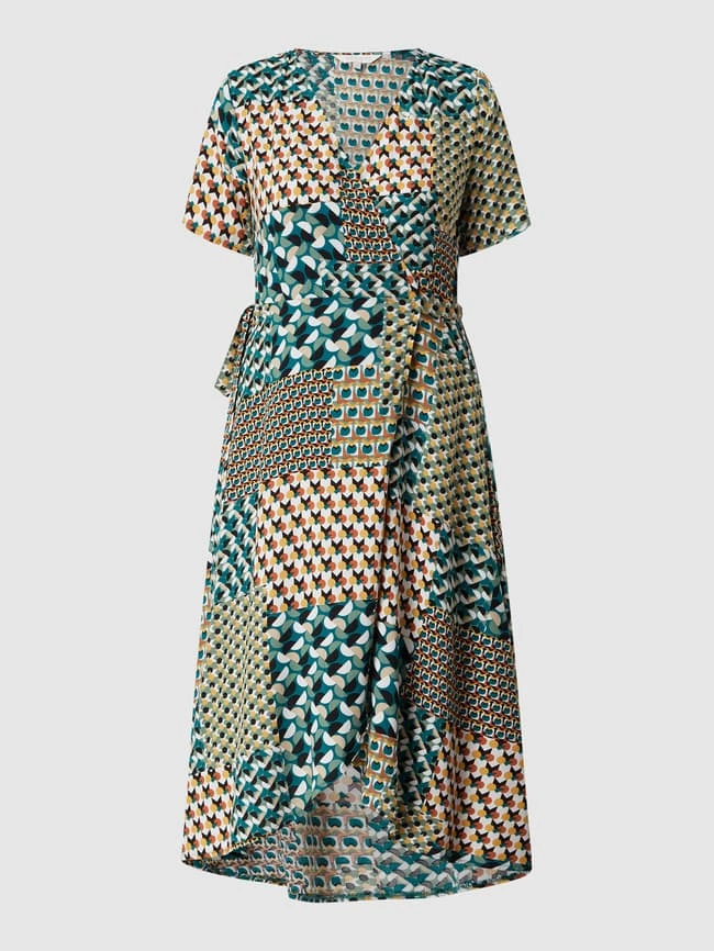 Apricot Wickelkleid Mit Grafischem Muster - Marineblau – Bild 2