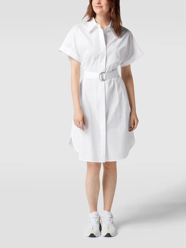BOSS Blusenkleid In Knielänge Mit Taillengürtel Modell 'Dashile' - Weiß