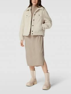 Mango Kleid Mit Geripptem Stehkragen Modell 'VIEIRA' - Hellgrau