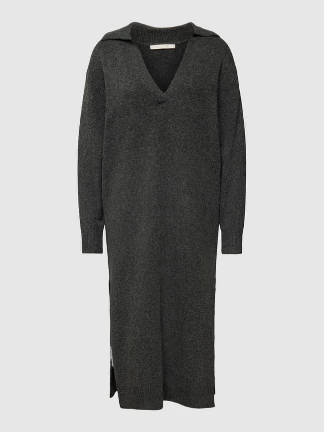 REVIEW Strickkleid Mit V-Ausschnitt - Anthrazit Meliert – Bild 2
