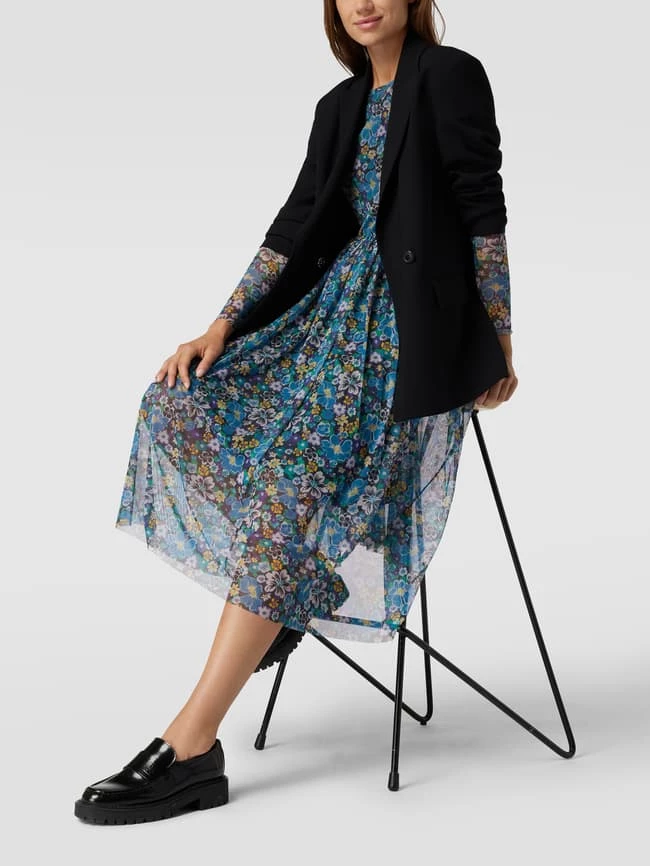 Rich & Royal Midikleid Mit Floralem Allover-Muster - Marineblau