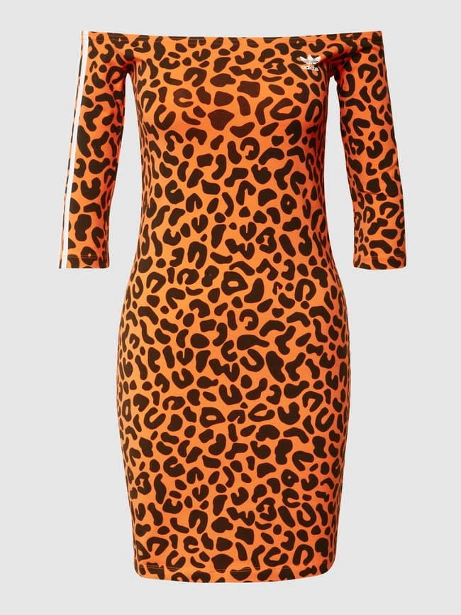 Adidas Originals Off-Shoulder-Minikleid Mit Allover-Animal-Print - Orange – Bild 2