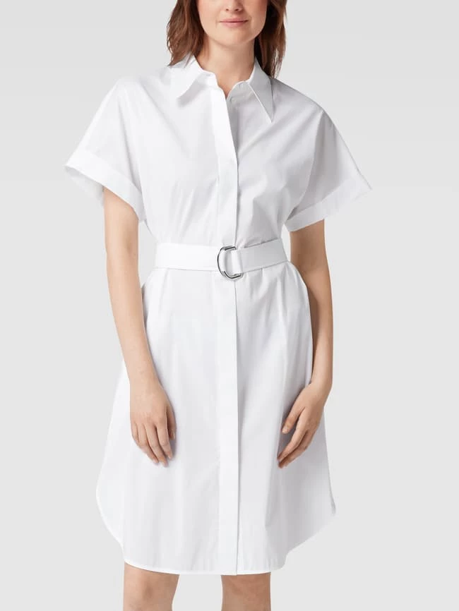 BOSS Blusenkleid In Knielänge Mit Taillengürtel Modell 'Dashile' - Weiß – Bild 4