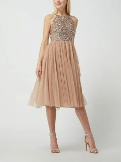 MAYA DELUXE Cocktailkleid Mit Pailletten - Taupe