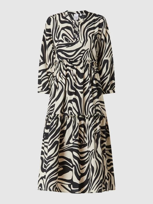 Tonno & Panna Midikleid Mit Allover-Muster Modell 'Lala' - Schwarz – Bild 2