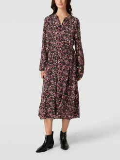 More & More Midikleid Mit Floralem Allover-Muster - Schwarz