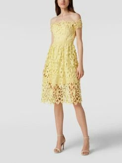 CHI CHI London Cocktailkleid Aus Floraler Häkelspitze - Gelb