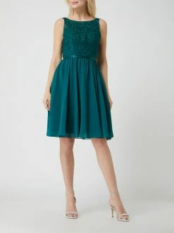 Luxuar Cocktailkleid Mit Strasssteinen - Dunkelgrün