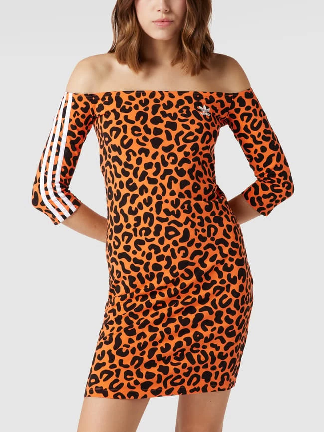 Adidas Originals Off-Shoulder-Minikleid Mit Allover-Animal-Print - Orange – Bild 4