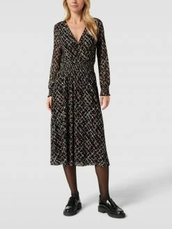 S.Oliver BLACK LABEL Midikleid Mit Allover-Muster - Schwarz