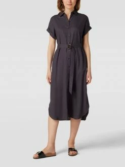 Jake*s Collection Hemdblusenkleid Mit Stoffgürtel - Anthrazit